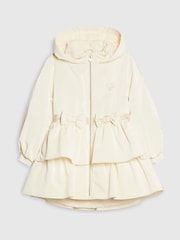 River Island Cream Frill Bow Raincoat - Image 1 of 4