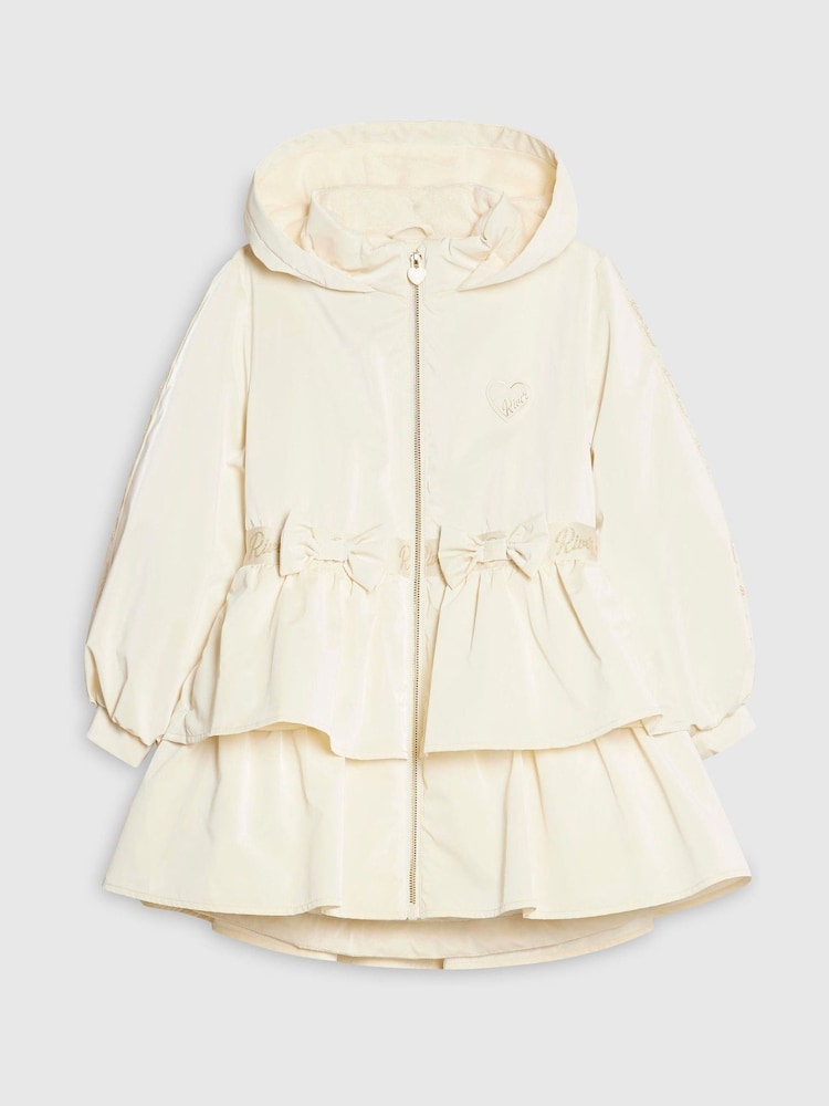 River Island Cream Frill Bow Raincoat - Image 1 of 4 River Island Cream Frill Bow Raincoat - Image 1 of 4