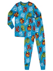 Brand Threads Blue Marvel Boys Fleece Pyjama Set - Image 2 of 4