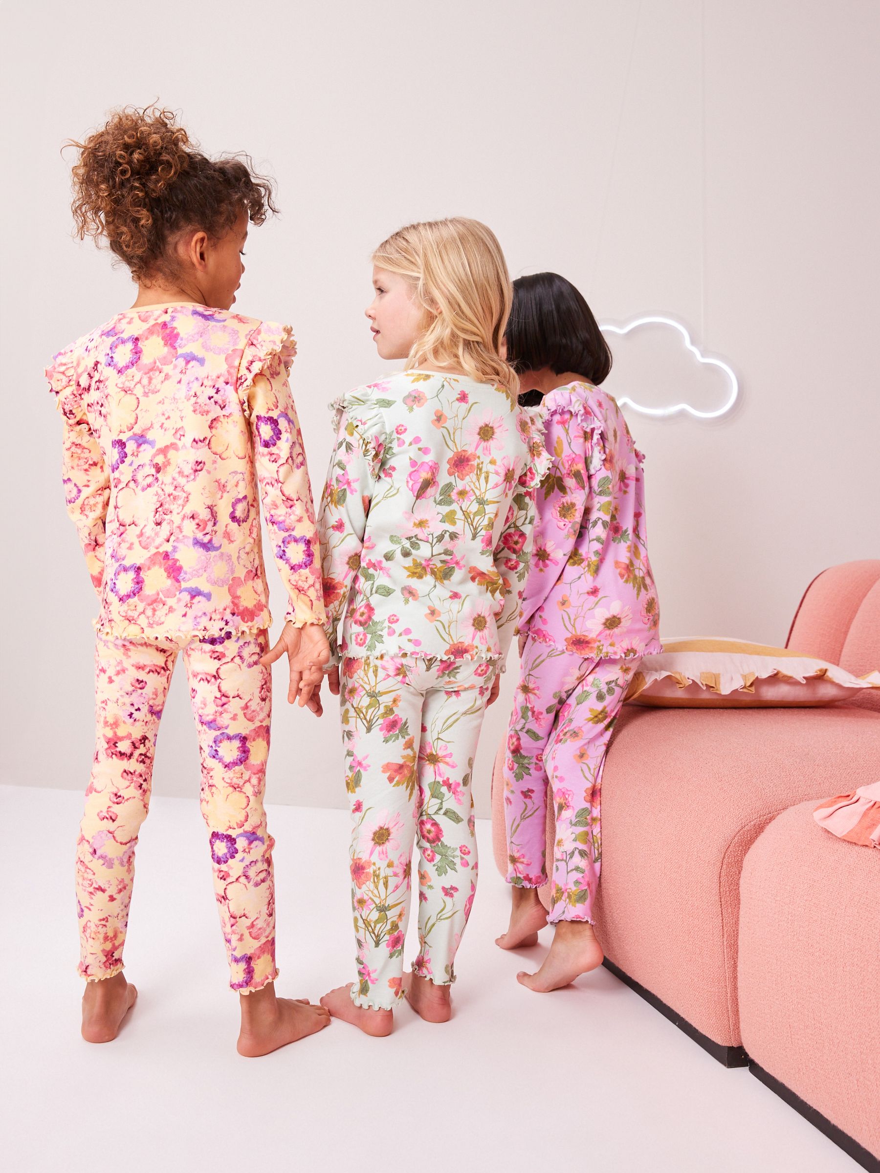 Buy Yellow Purple Green Floral Pyjamas 3 Pack 9mths 16yrs from Next Luxembourg