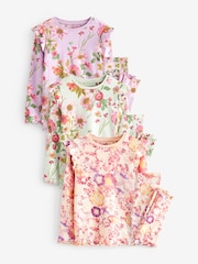 Yellow/ Purple/Green Floral Pyjamas 3 Pack (9mths-16yrs) - Image 5 of 10