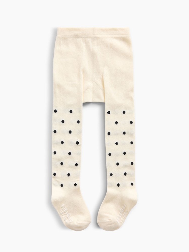 Gap Cream Polka Dot Pull On Ribbed Tights - Image 1 of 1