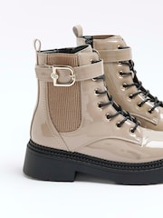 River Island Brown Lace Up Buckle Boots - Image 4 of 6