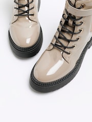 River Island Brown Lace Up Buckle Boots - Image 5 of 6