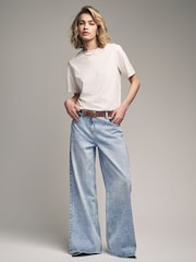 The Set Blue/White 2 Pack Denim Wide Leg 100% Cotton Jeans - Image 1 of 12