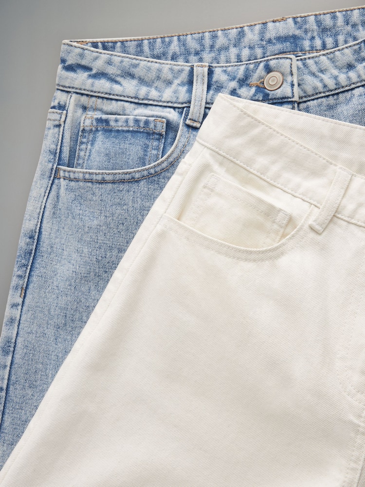 The Set Blue/White 2 Pack Denim Wide Leg 100% Cotton Jeans - Image 12 of 12
