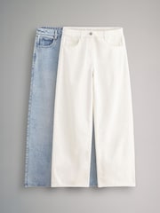 The Set Blue/White 2 Pack Denim Wide Leg 100% Cotton Jeans - Image 2 of 12