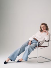 The Set Blue/White 2 Pack Denim Wide Leg 100% Cotton Jeans - Image 6 of 12
