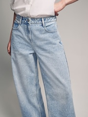 The Set Blue/White 2 Pack Denim Wide Leg 100% Cotton Jeans - Image 7 of 12