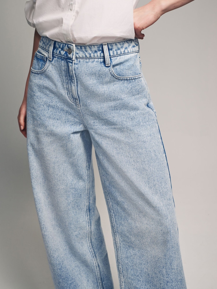 The Set Blue/White 2 Pack Denim Wide Leg 100% Cotton Jeans - Image 7 of 12