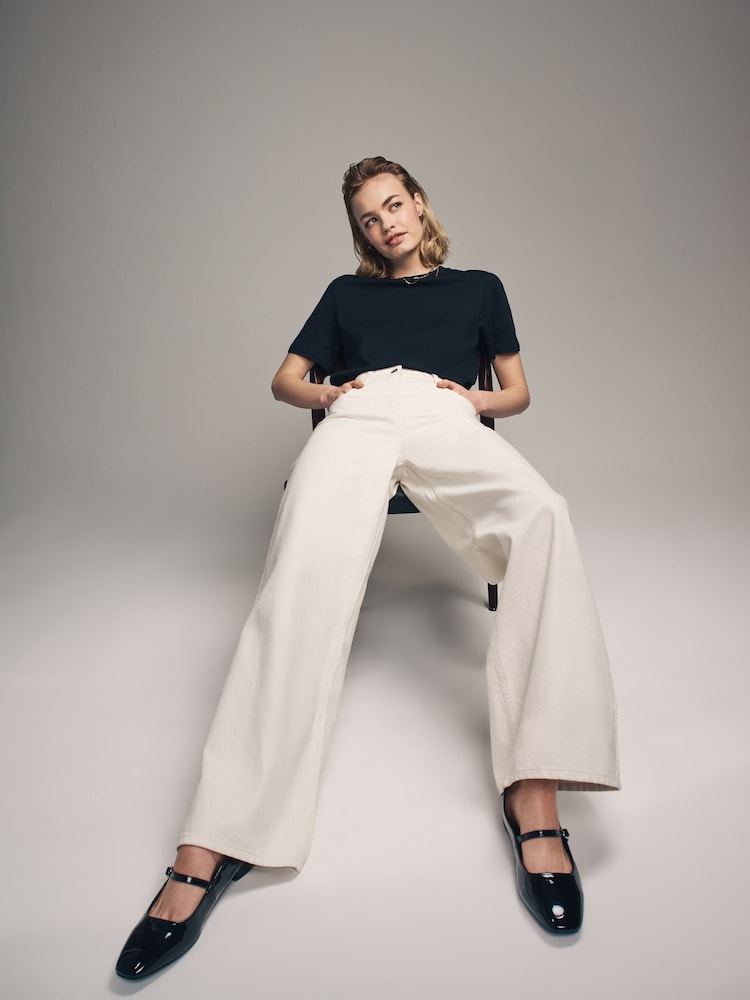 The Set Blue/White 2 Pack Denim Wide Leg 100% Cotton Jeans - Image 9 of 12
