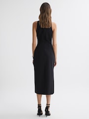 Reiss Black Scarlett Bodycon Boat Neck Midi Dress - Image 4 of 4