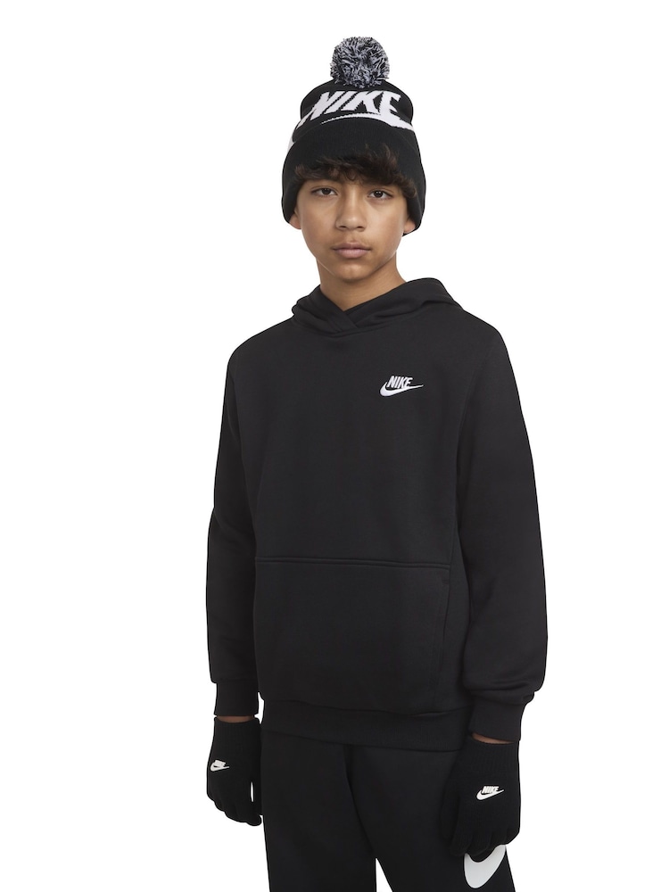 Nike Black Swoosh Pom Beanie Hat and Gloves Set - Image 1 of 5