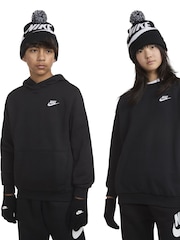 Nike Black Swoosh Pom Beanie Hat and Gloves Set - Image 2 of 5