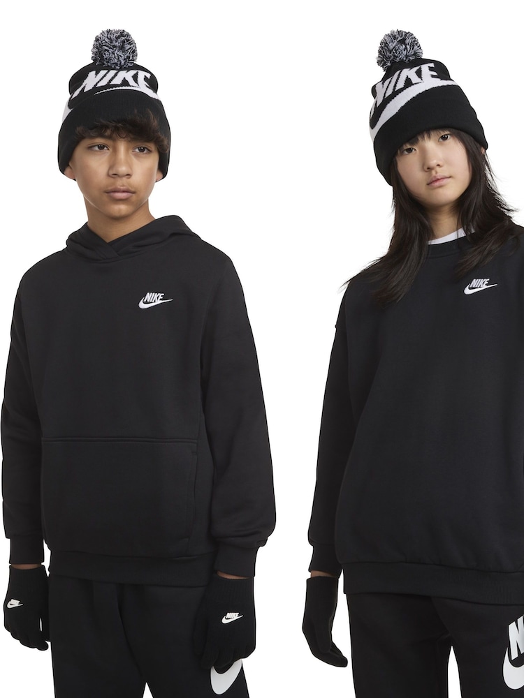 Nike Black Swoosh Pom Beanie Hat and Gloves Set - Image 2 of 5