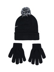 Nike Black Swoosh Pom Beanie Hat and Gloves Set - Image 4 of 5