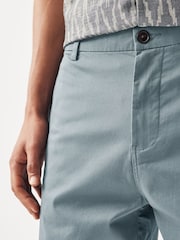 Pale Blue Slim Fit Stretch Chinos Shorts - Image 4 of 8