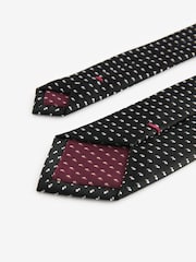 Black/Silver Slim Pattern Tie And Tie Clip - Image 3 of 3