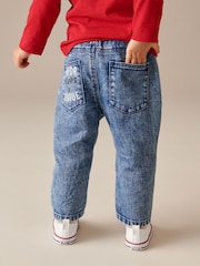 Blue Denim Pull On Badged 100% Cotton Jeans (3mths-7yrs) - Image 3 of 7