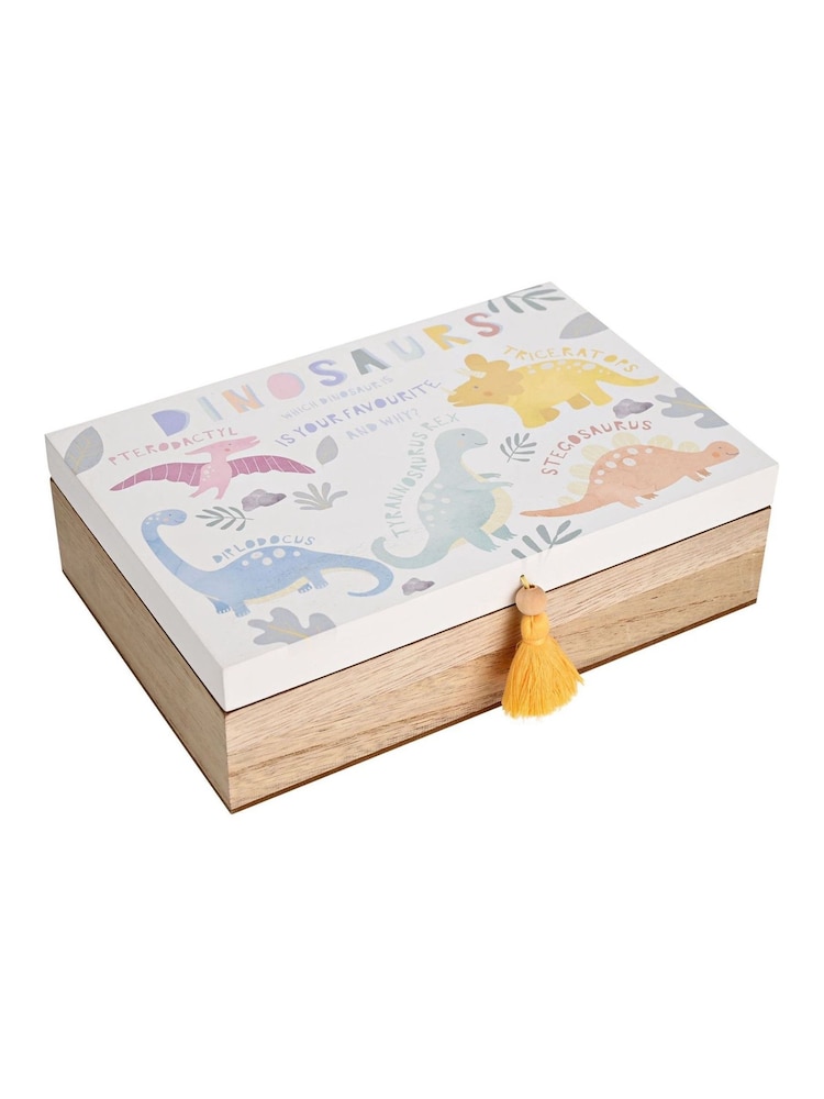 Widdop White Dinosaur Keepsake Storage Box - Dinosaur Names - Image 1 of 4