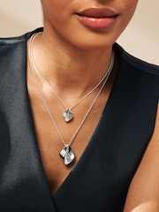 Silver Tone Wave Layered Necklace Made with Recycled Metal - Image 1 of 4