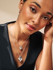 Silver Tone Wave Layered Necklace Made with Recycled Metal - Image 2 of 4