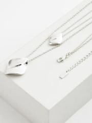 Silver Tone Wave Layered Necklace Made with Recycled Metal - Image 4 of 4