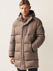 Neutral Signature Down Italian Wool Blend Longline Puffer Coat - Image 1 of 6