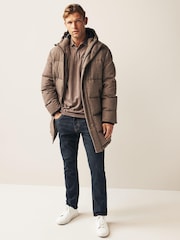 Neutral Signature Down Italian Wool Blend Longline Puffer Coat - Image 2 of 6