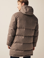 Neutral Signature Down Italian Wool Blend Longline Puffer Coat - Image 3 of 6