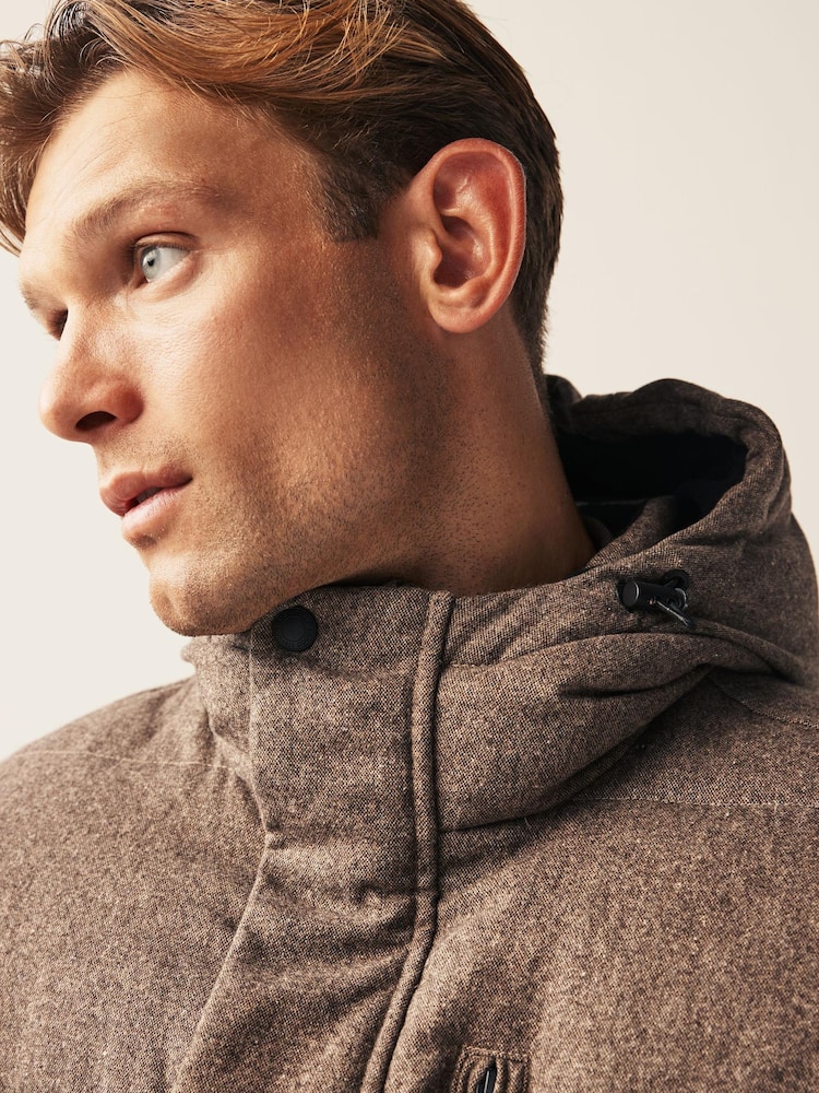 Neutral Signature Down Italian Wool Blend Longline Puffer Coat - Image 5 of 6