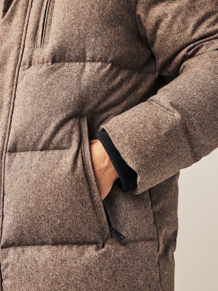 Neutral Signature Down Italian Wool Blend Longline Puffer Coat - Image 6 of 6