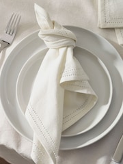 White Edge Trim 100% Cotton Napkins Set of 4 - Image 1 of 3