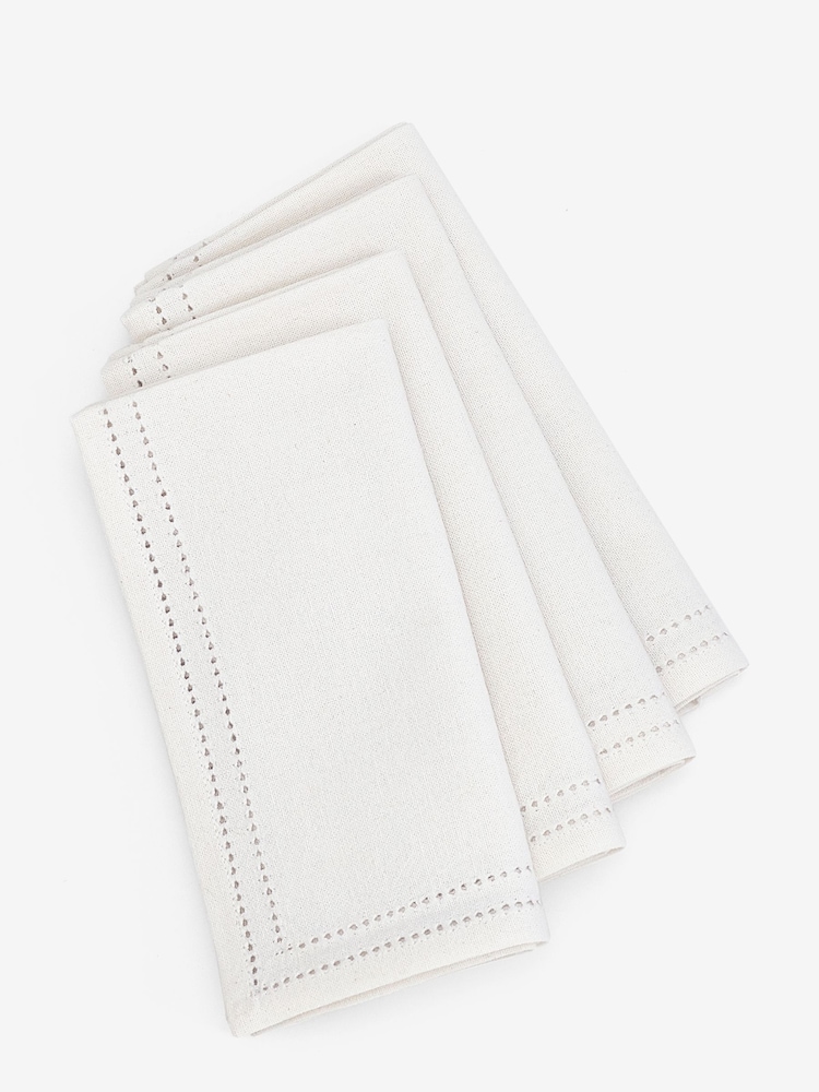 White Edge Trim 100% Cotton Napkins Set of 4 - Image 3 of 3