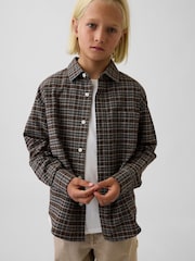 Gap Brown Relaxed Plaid Oxford Shirt (4-13yrs) - Image 1 of 5