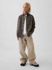 Gap Brown Relaxed Plaid Oxford Shirt (4-13yrs) - Image 3 of 5