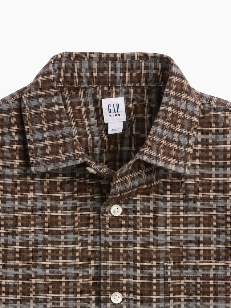 Gap Brown Relaxed Plaid Oxford Shirt (4-13yrs) - Image 5 of 5