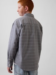Gap Grey Relaxed Plaid Oxford Shirt (4-13yrs) - Image 2 of 5
