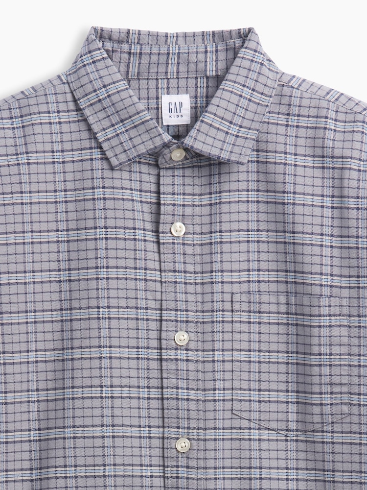 Gap Grey Relaxed Plaid Oxford Shirt (4-13yrs) - Image 5 of 5