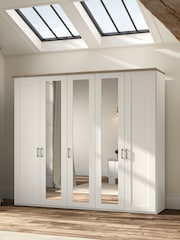 Wiemann White Truro 5 Door Wood and Mirror Semi Fitted Wardrobe - Image 1 of 4