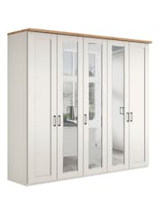 Wiemann White Truro 5 Door Wood and Mirror Semi Fitted Wardrobe - Image 2 of 4