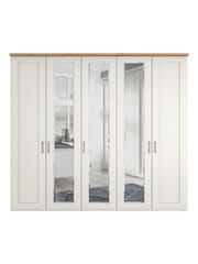 Wiemann White Truro 5 Door Wood and Mirror Semi Fitted Wardrobe - Image 3 of 4