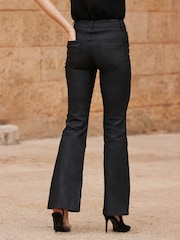 Sosandar Black Coated Kick Flare Jeans With Gold Detail - Image 3 of 5