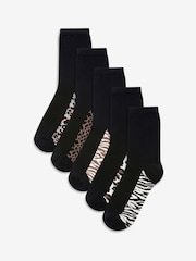 Neutral Animal Footbed Ankle Socks 5 Pack - Image 1 of 6