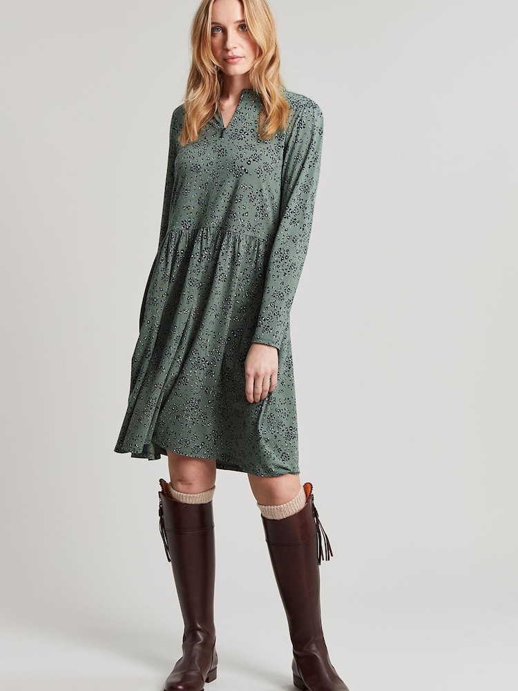 Joules Green Aurora Zip Down Jersey Dress - Image 1 of 4