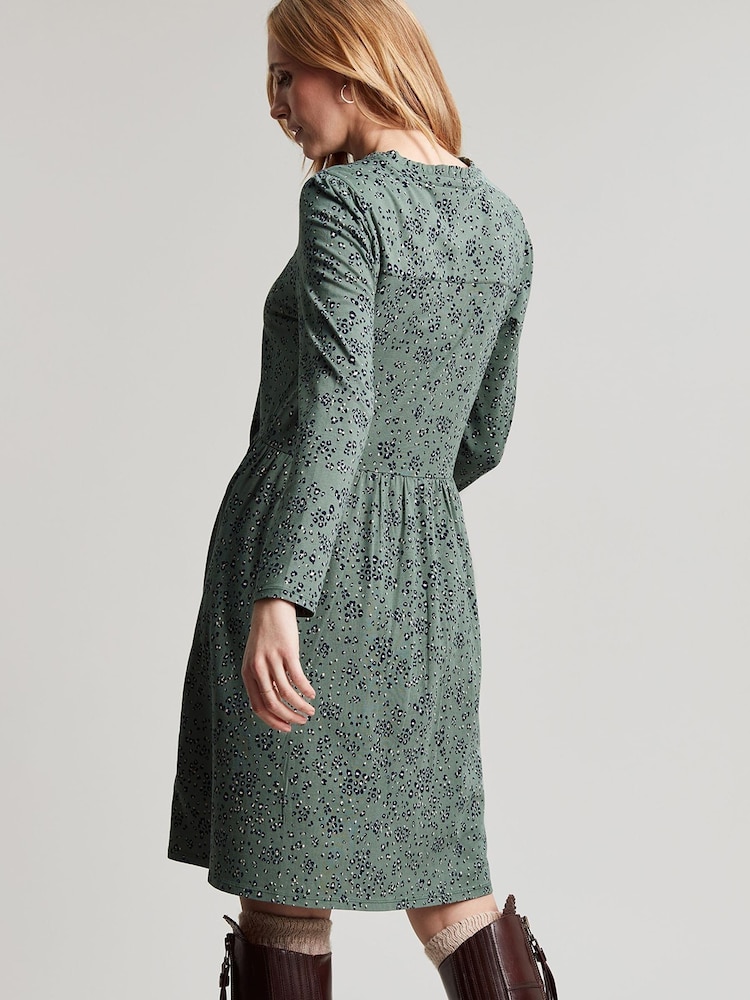 Joules Green Aurora Zip Down Jersey Dress - Image 2 of 4