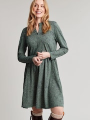 Joules Green Aurora Zip Down Jersey Dress - Image 3 of 4