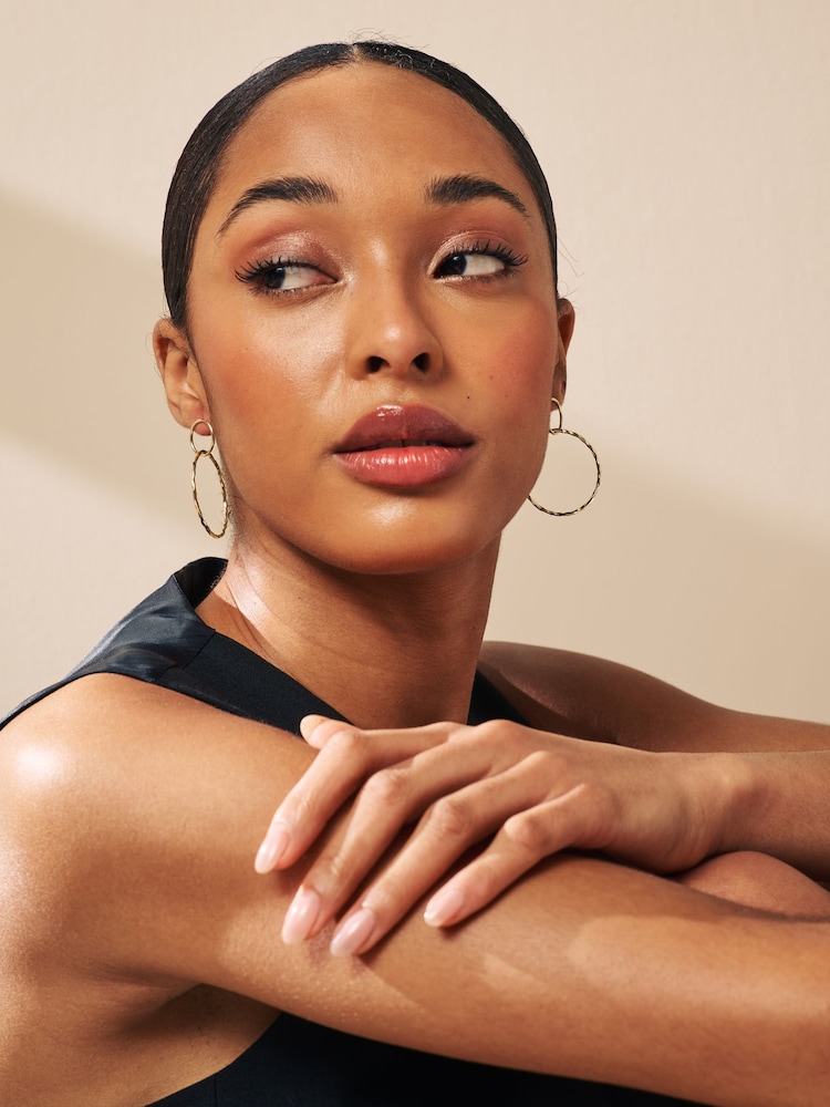 Gold Tone Circle Drop Earrings - Image 1 of 3