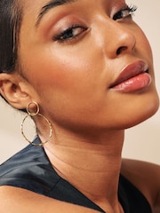 Gold Tone Circle Drop Earrings - Image 2 of 3