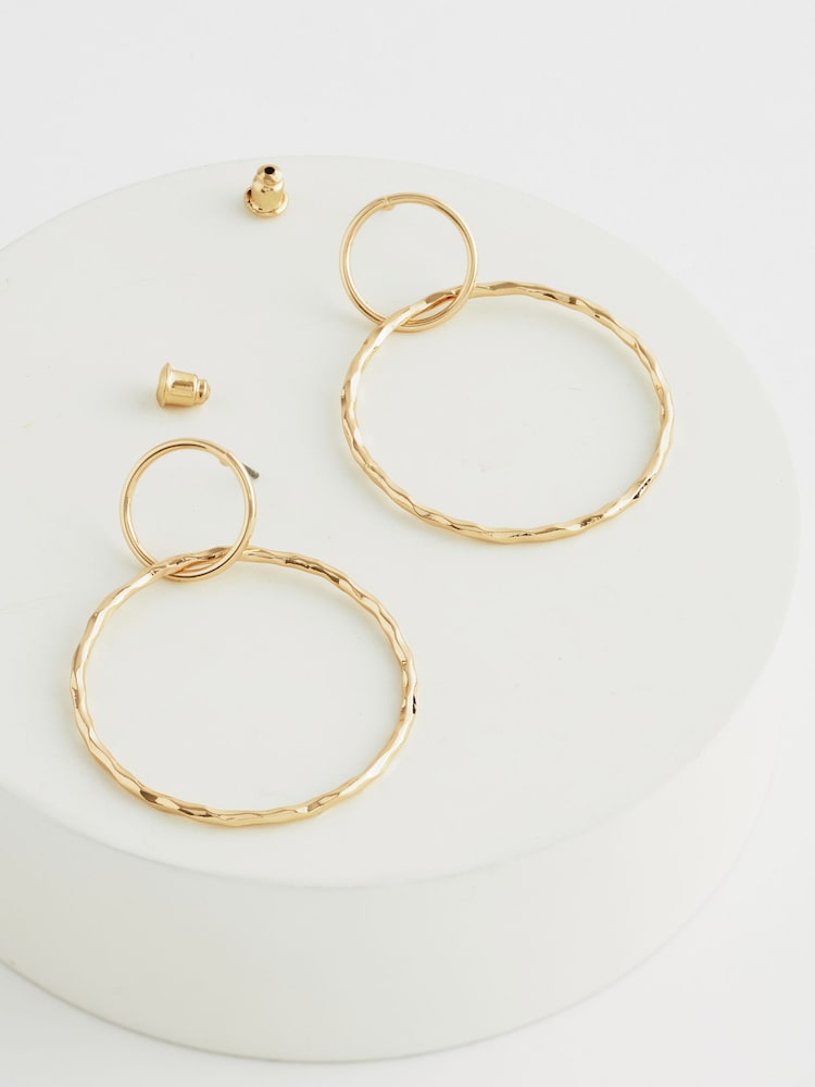 Gold Tone Circle Drop Earrings - Image 3 of 3